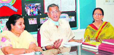 Kailash Sharma addresses the media in Amritsar. 
