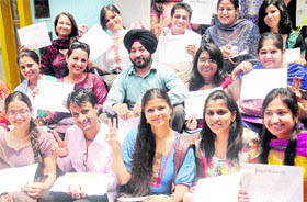 GIRL POWER: Students receive medals at the academic function in Panjab University on Tuesday.