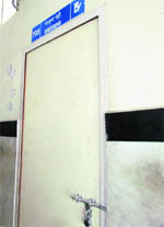 The locked dressing room at the Zonal Hospital, Mandi, which has been converted into a store room.