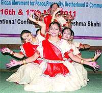 A dance troupe from Gujarat performs an item on the second day of a peace conference organised by the Jammu and Kashmir Peace Foundation in Srinagar on Tuesday.