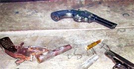 The pistols that were recovered from Preet Colony at Rajpura on Thursday night.