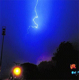 relief Lightning strikes during rain that lashed Chandigarh on Friday night.