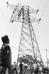 Wrecked Electricity towers damaged following strong winds on Friday night at Azad Colony, Sector 3, Panchkula