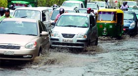Vehicles stuck at ITO in New Delhi on Saturday.