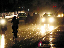Showers drench a street in Bathinda on Saturday