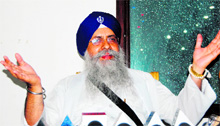 Giani Iqbal Singh, Jathedar, Patna Sahib, at a press conference in Amritsar