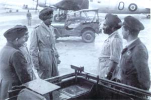 Air Cdre Mehar Singh (second from right) with Flt Lt Lal Singh Grewal at the Leh airfield in May 1948