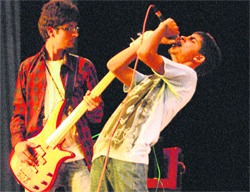 On A High Artistes perform during the School of Rock programme at Bal Bhawan, Sector 23, Chandigarh, on Sunday.