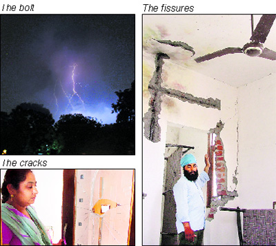 Lightning damaged many houses in Ludhiana and surrounding areas on Saturday night