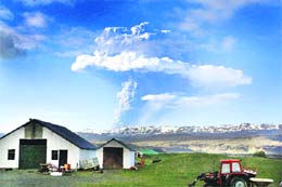 A cloud of smoke and ash is seen over the Grimsvoetn volcano in Iceland on Saturday. The cloud emanating from Grimsvoetn as a result of the eruption was first seen around 1900 GMT and in less than an hour it had reached an altitude of 11 km.
