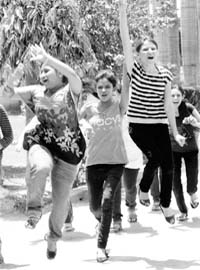 Jubilation Students celebrate their success after announcement of the CBSE class XII results in Patiala on Monday