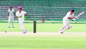 Winning Shot A batsman of Chandigarh team hits a shot during the match at the Sector 16 Cricket Stadium in Chandigarh on Monday