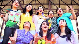 Girls all the way Class XII CBSE toppers of Sacred Heart Convent School, with their district topper GarimaAneja.