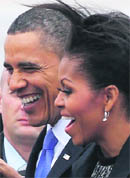 Barack Obama and Michelle Obama arrive at the Dublin airport