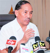 Uttarakhand Chief Secretary Subhash Kumar addresses a press conference regarding the Cabinet meeting in Dehradun on Tuesday.