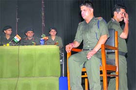 Artistes present play Court Martial at Desh Bhagat Yadgar Hall in Jalandhar on Sunday