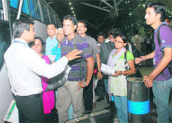 Stuck Passengers bound for Mumbai stranded at the Chandigarh Airport on Wednesday