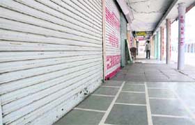A market wears a deserted look during a bandh in Kurukshetra on Wednesday