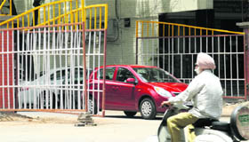 A redesigned security gate at Phase 9 of Mohali.