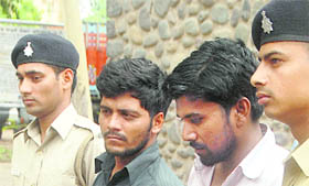 The accused in police custody in Chandigarh on Thursday. 