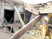A view of the collapsed kutcha house at Bhambri village in Amloh on Thursday