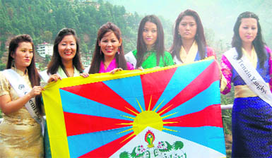Participants of Miss Tibet beauty pageant (from left) Chemi Lhazom, Dolma Tsering, Ngodupv Dolma, Tenzin Khecheo, Tenzin Sangmo and Tenzin Yangkyi at McLeodganj 