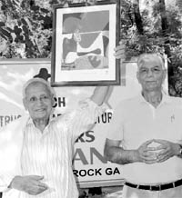 Nek Chand (left) with VK Kapoor, chairman, Chandigarh chapter of INTACH.