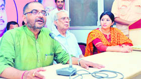 Tarun Vijay BJP Rajya Sabha MP from Uttarakhand, addresses a press conference in Dehradun 