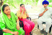 Family members of Virender, one of the accused in the Sweety murder case, talk to mediapersons at Nagla village in Karnal on Saturday. 