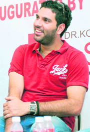 Yuvraj at the inauguration of his friend Dr Pawandeep Singh Kohlis fitness center in New Delhi recently.