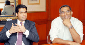 Rupa Publications managing director Kapish G. Mehra (left) and noted publisher-writer David Davidar at the launch of their joint venture, Aleph Book Company, in New Delhi 