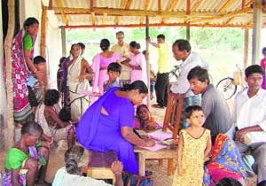 A woman attendant at Binpur health camp 