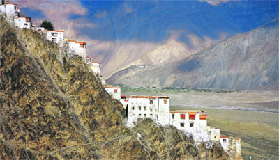 A view of the Karsha monastery in the Zanskar range 