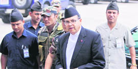 Nepal Prime Minister Jhala Nath Khanal walks into the Constitutional Assembly building in Kathmandu on Saturday.