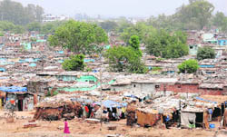 A view of illegal encroachments in Colony No. 5. 