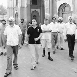 Social workers participate in the Heritage Walk that started from Shahi Samadhan and ended at Qila Mubarak in Patiala on Sunday.