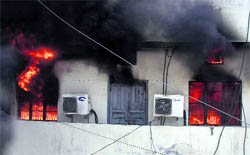A hosiery unit that caught fire at Gandhi Nagar in Ludhiana on Sunday