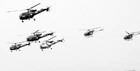 Armys Chetak and Cheetah choppers during a recent exercise conducted by the Western Command.