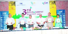 Dignitaries at the Environment Summit organised by the Confederation of Indian Industry and the Uttarakhand Council of Science and Technology in Dehradun on Tuesday