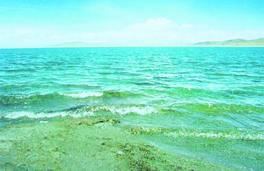 The Mansarovar lake in Tibet. 
