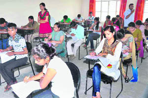 An examination under way at Shravannath Math Jawaharlal Nehru College in Haridwar 