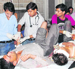 Road accident victims under treatment at the Civil Hospital, Bhiwani