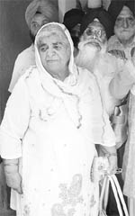 Devinderpal Singh Bhullars mother Upkar Kaur outside Teja Singh Samundari Hall, Amritsar, on Tuesday