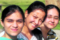 Ekjot Sodhi (rank 1), Pooja Goyal (rank 39) and Ranjana Bhandari (rank 89) in a jubilant mood at the University Institute of Pharmaceutical Sciences, Panjab University, Chandigarh, on Wednesday