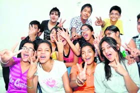 Students of Doon International School in Dehradun in a joyful mood after the declaration of the CBSE Class X examination results on Wednesday