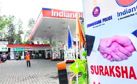 Fuelling trouble A view of the Sector 33 petrol pump, which is being managed by the Chandigarh Police Welfare Fund Bank Society