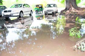 Monsoon ain’t around yet Vehicles move through a waterlogged road near Tribune chowk, Chandigarh, a day after showers on Thursday