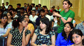Delhi University aspirants at an open house programme on North Campus in New Delhi on Thursday.