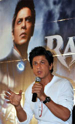 Shah Rukh Khan on the first theatrical promo of Ra. One at PVR Cinema in Gurgaon on Wednesday night.