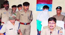 Alleged ISI agent Furkan Ahmed Ansari in police custody in Roorkee on Thursday.